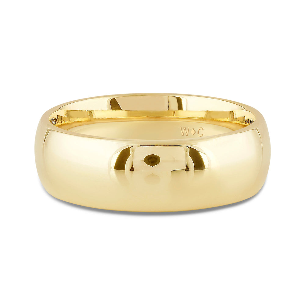 Men's High Dome Comfort Fit Band with 18KT Yellow Gold / 7 Cut Diamond in 14KT Yellow Gold / 7 view 1
