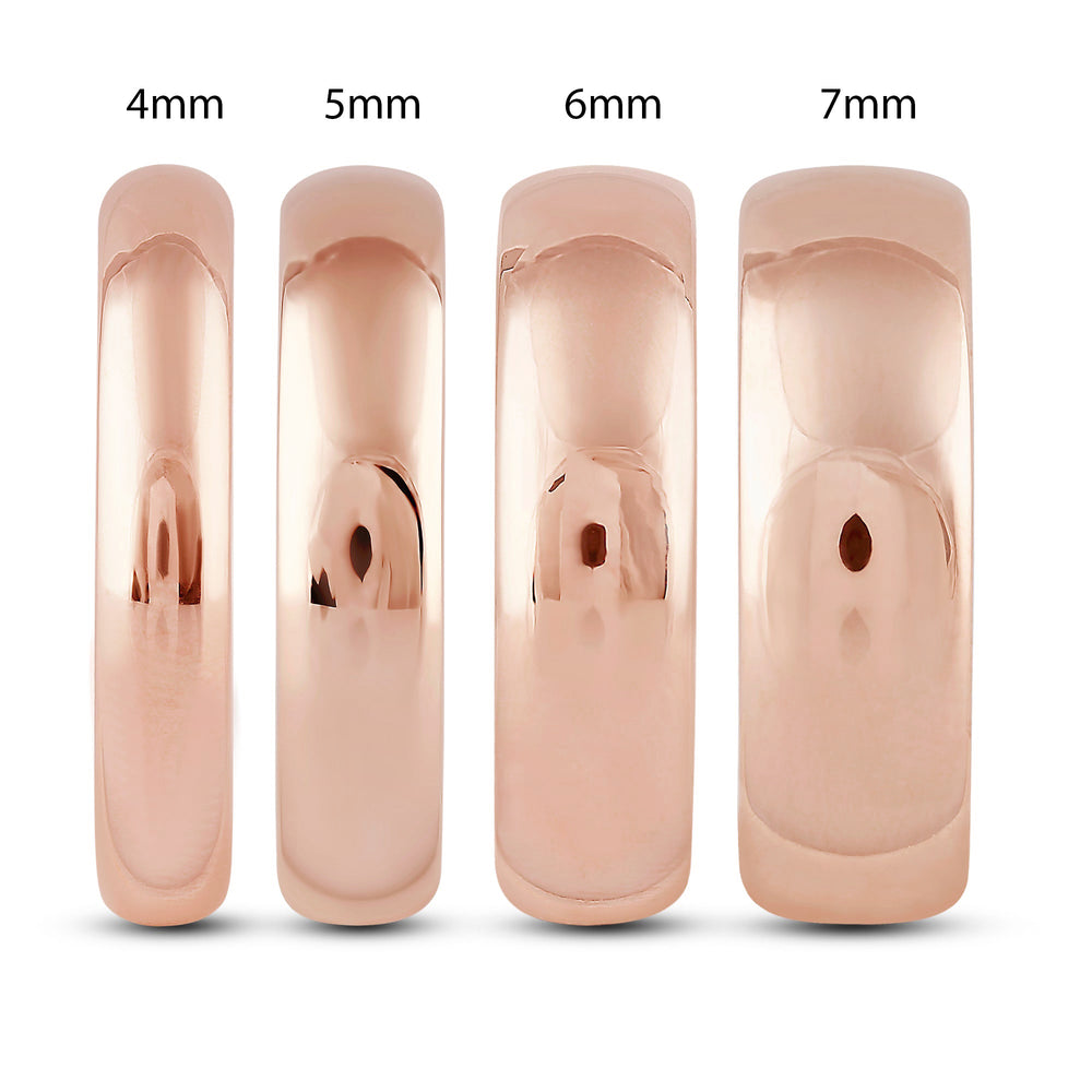 Men's High Dome Comfort Fit Band with 18KT Rose Gold / 7 Cut Diamond in 14KT Rose Gold / 7 view 5
