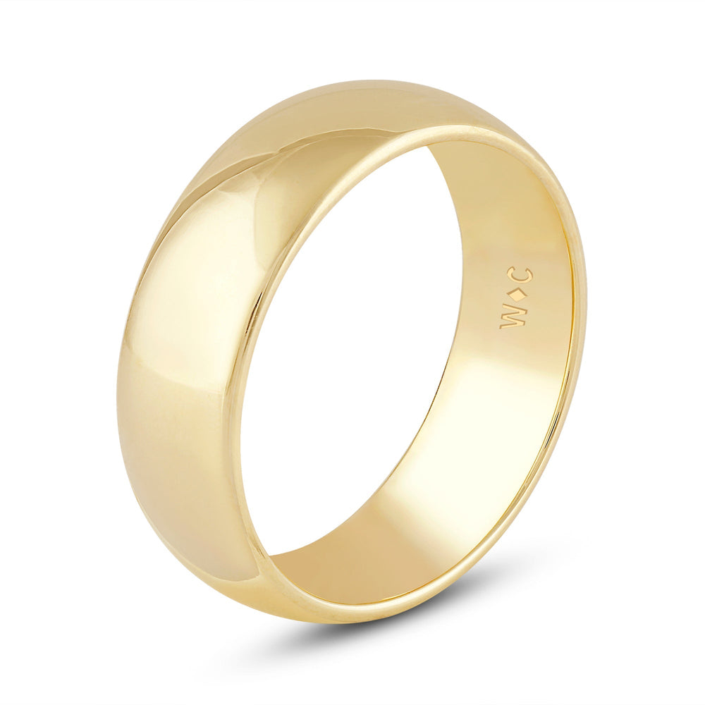 Men's High Dome Comfort Fit Band with 18KT Yellow Gold / 7 Cut Diamond in 14KT Yellow Gold / 7 view 4
