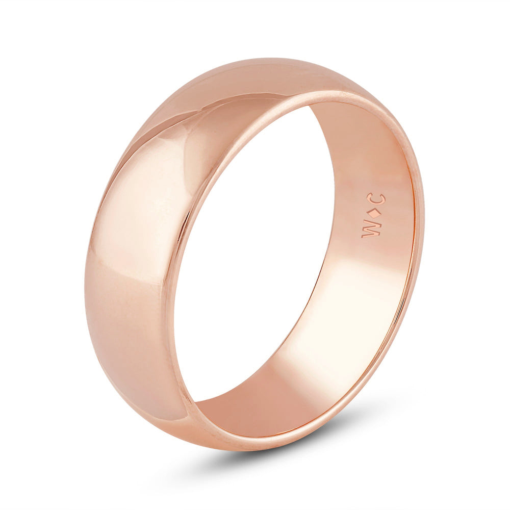 Men's High Dome Comfort Fit Band with 18KT Rose Gold / 7 Cut Diamond in 14KT Rose Gold / 7 view 4
