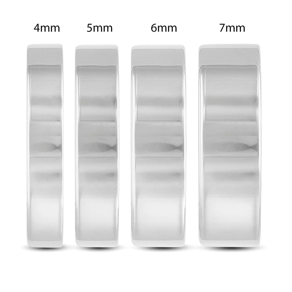 Men's Flat Comfort Fit Band with 18KT White Gold / 4 Cut Diamond in 14KT White Gold / 4 view 5
