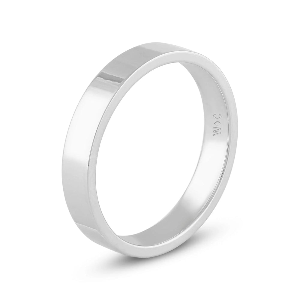 Men's Flat Comfort Fit Band with 18KT White Gold / 4 Cut Diamond in 14KT White Gold / 4 view 4
