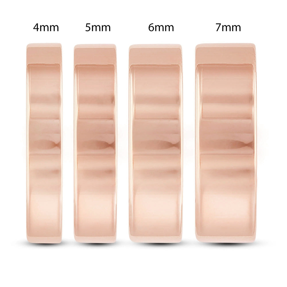 Men's Flat Comfort Fit Band with 18KT Rose Gold / 4 Cut Diamond in 14KT Rose Gold / 4 view 5
