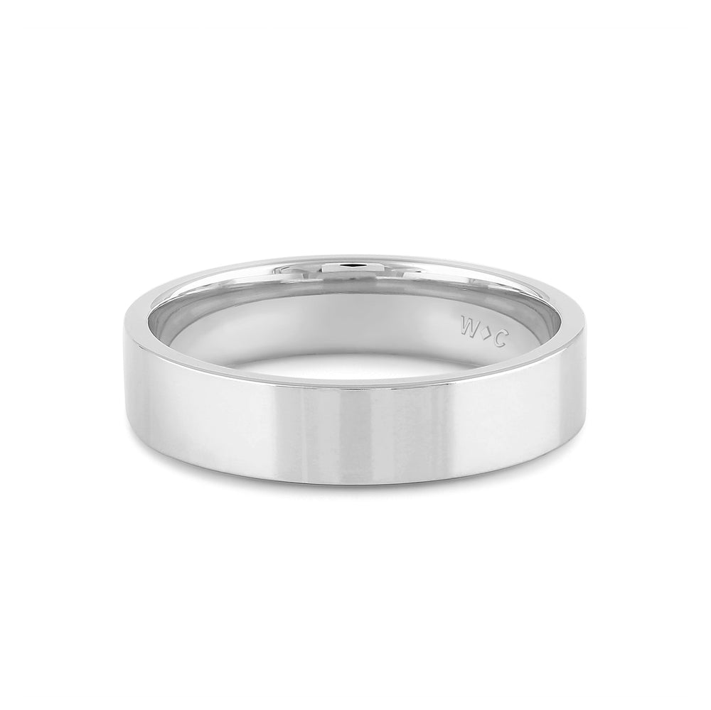 Men's Flat Comfort Fit Band Size 10.5 with 14KT White Gold / 5 Cut Diamond in 14KT White Gold / 5 view 1
