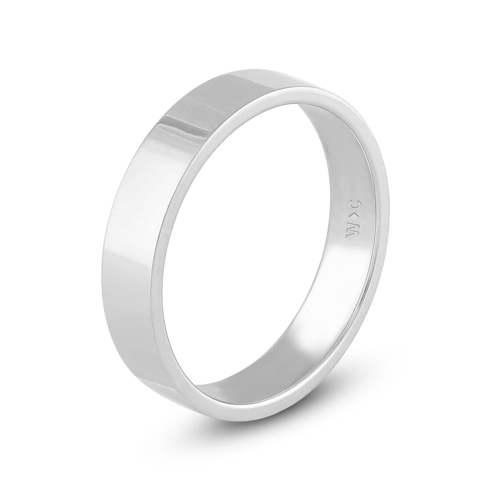 Men's Flat Comfort Fit Band Size 10.5 with 14KT White Gold / 5 Cut Diamond in 14KT White Gold / 5 view 3

