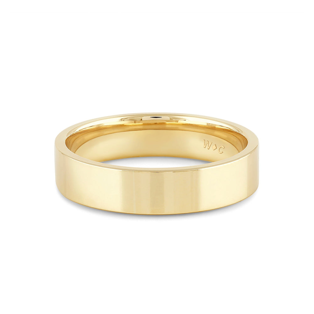 Men's Flat Comfort Fit Band with 18KT Yellow Gold / 5 Cut Diamond in 14KT Yellow Gold / 5 view 1
