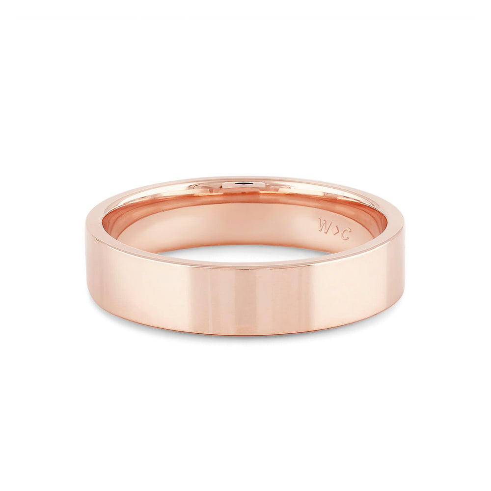 Men's Flat Comfort Fit Band with 18KT Rose Gold / 5 Cut Diamond in 14KT Rose Gold / 5 view 1
