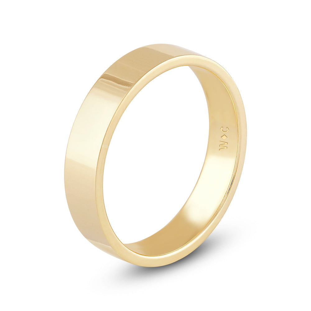 Men's Flat Comfort Fit Band with 18KT Yellow Gold / 5 Cut Diamond in 14KT Yellow Gold / 5 view 4
