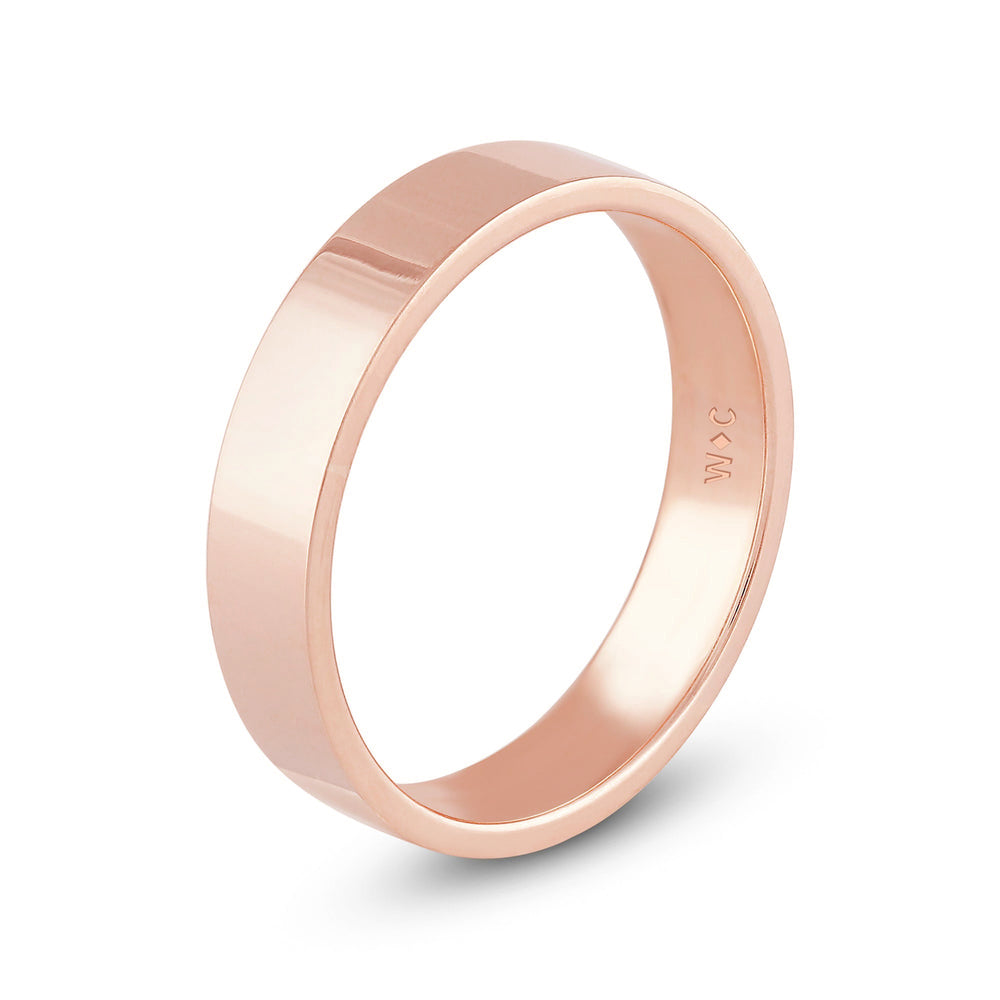 Men's Flat Comfort Fit Band with 18KT Rose Gold / 5 Cut Diamond in 14KT Rose Gold / 5 view 4
