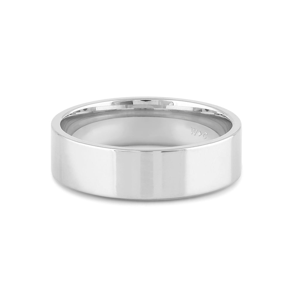 Men's Flat Comfort Fit Band Size 10 with 14KT White Gold / 6 Cut Diamond in 14KT White Gold / 6 view 1
