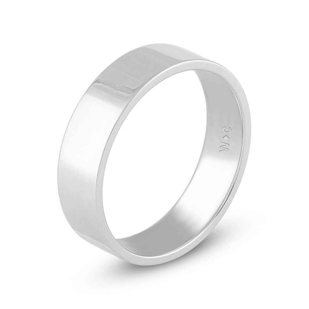 Men's Flat Comfort Fit Band Size 10 with 14KT White Gold / 6 Cut Diamond in 14KT White Gold / 6 view 3
