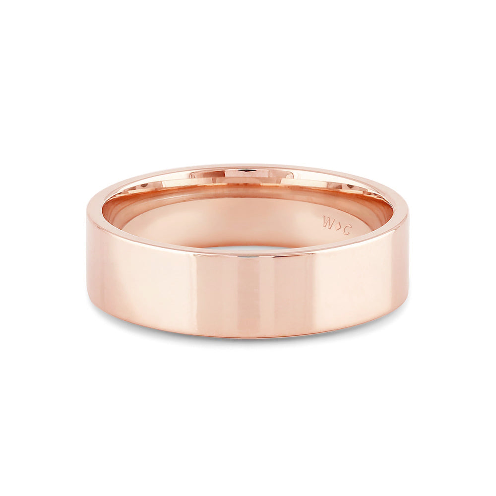 Men's Flat Comfort Fit Band with 18KT Rose Gold / 6 Cut Diamond in 14KT Rose Gold / 6 view 1
