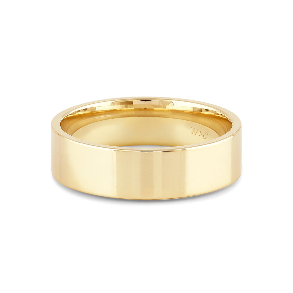Men's Flat Comfort Fit Band with 18KT Yellow Gold / 6 Cut Diamond in 14KT Yellow Gold / 6 view 1
