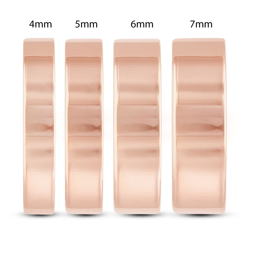 Men's Flat Comfort Fit Band with 18KT Rose Gold / 6 Cut Diamond in 14KT Rose Gold / 6 view 5

