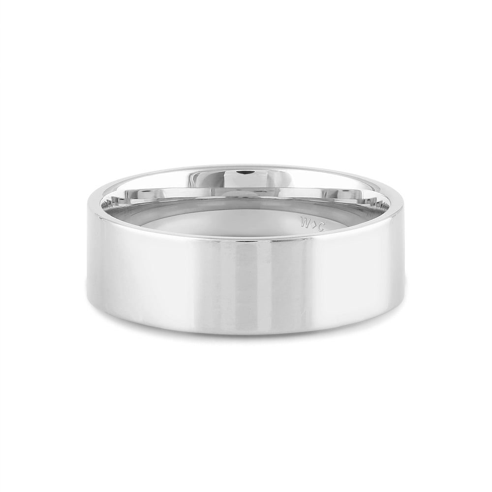 Men's Flat Comfort Fit Band with 18KT White Gold / 7 Cut Diamond in 14KT White Gold / 7 view 1
