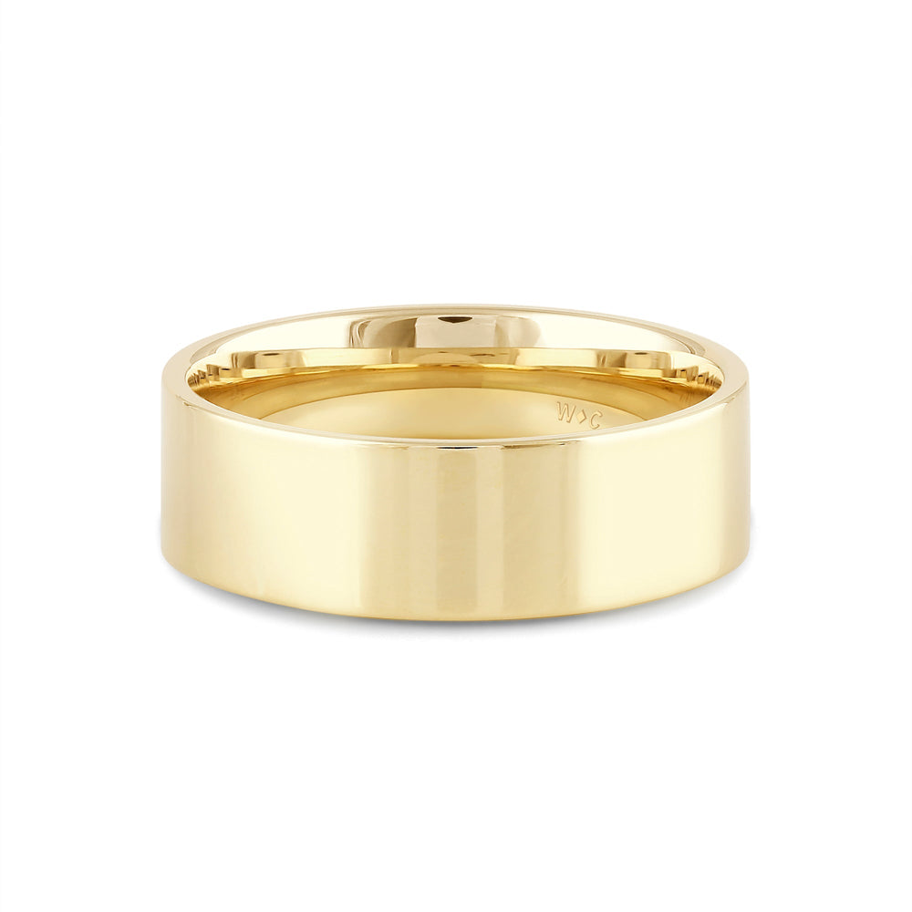 Men's Flat Comfort Fit Band with 18KT Yellow Gold / 7 Cut Diamond in 14KT Yellow Gold / 7 view 1
