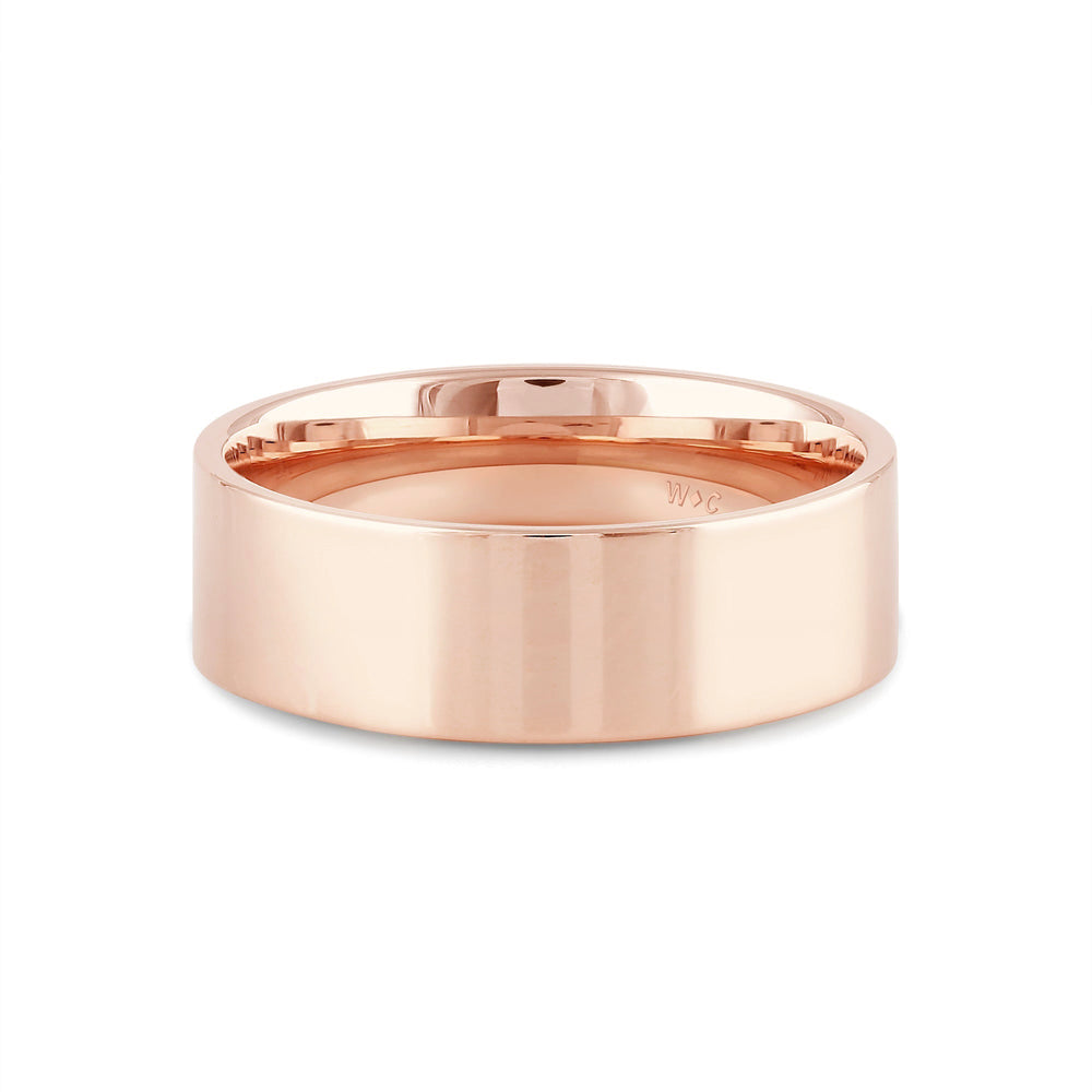 Men's Flat Comfort Fit Band with 18KT Rose Gold / 7 Cut Diamond in 14KT Rose Gold / 7 view 1
