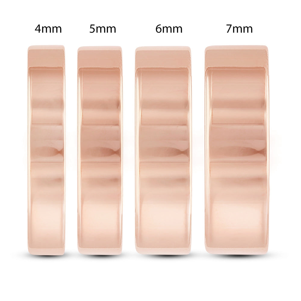 Men's Flat Comfort Fit Band with 18KT Rose Gold / 7 Cut Diamond in 14KT Rose Gold / 7 view 5
