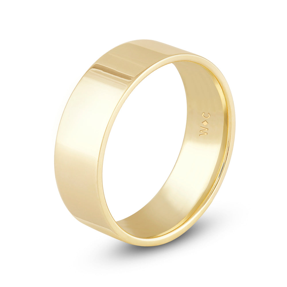 Men's Flat Comfort Fit Band with 18KT Yellow Gold / 7 Cut Diamond in 14KT Yellow Gold / 7 view 4
