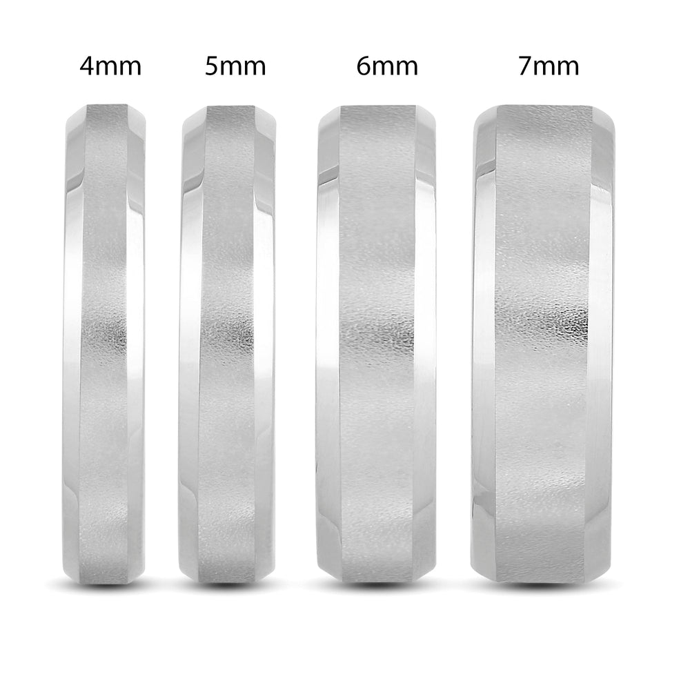 Men's Bevel Edge Comfort Fit Band with 18KT White Gold / 4 Cut Diamond in 14KT White Gold / 4 view 5
