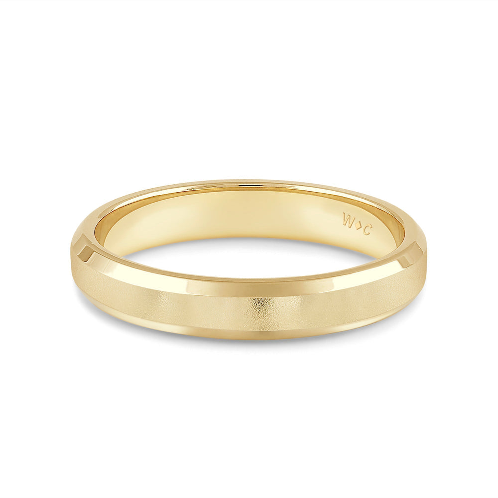Men's Bevel Edge Comfort Fit Band with 18KT Yellow Gold / 4 Cut Diamond in 14KT Yellow Gold / 4 view 1
