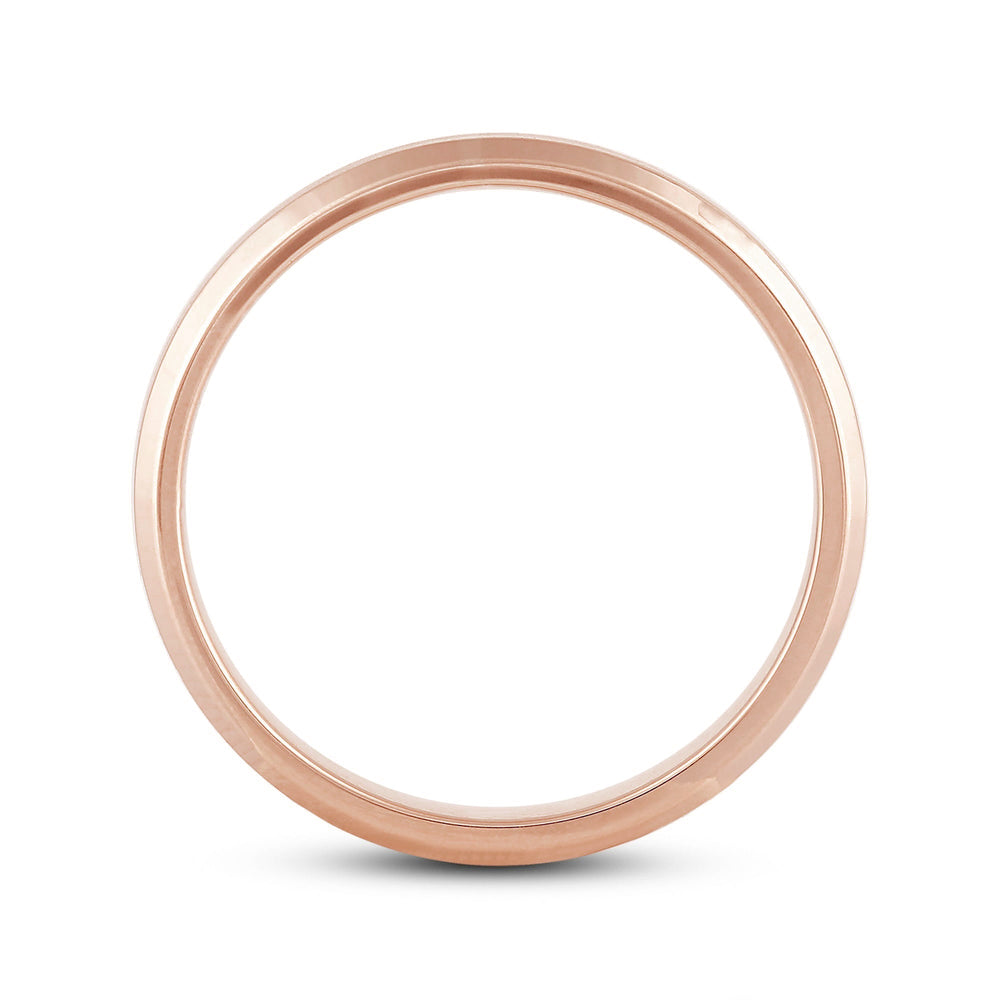 Men's Bevel Edge Comfort Fit Band with 18KT Rose Gold / 4 Cut Diamond in 14KT Rose Gold / 4 view 2
