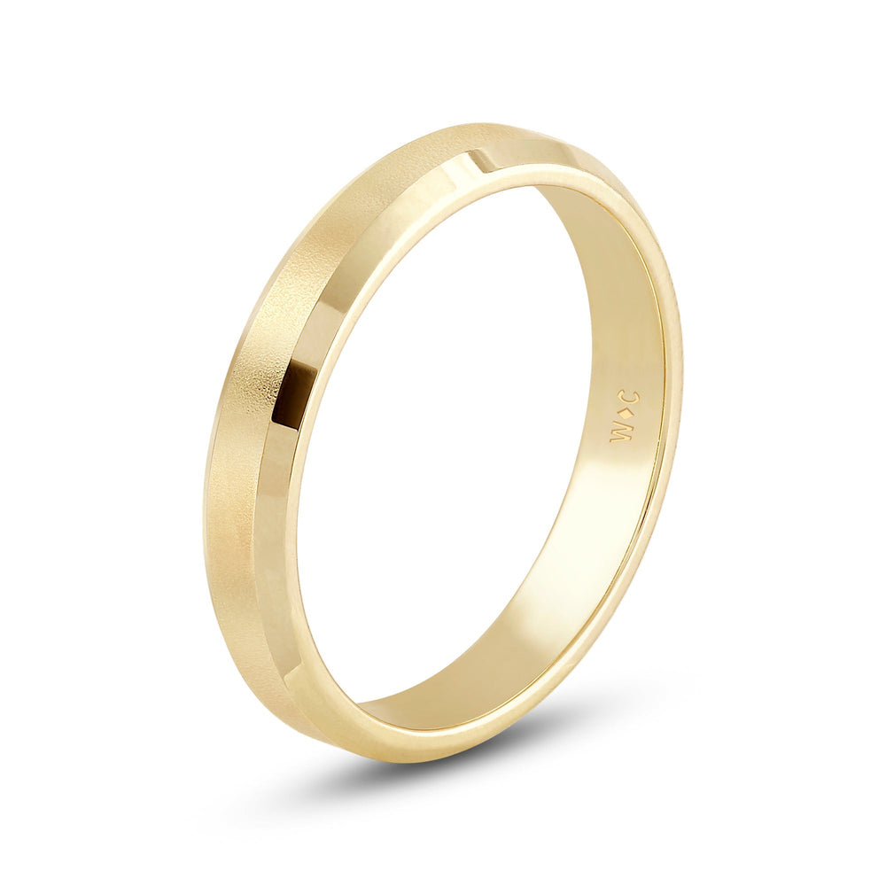 Men's Bevel Edge Comfort Fit Band with 18KT Yellow Gold / 4 Cut Diamond in 14KT Yellow Gold / 4 view 4
