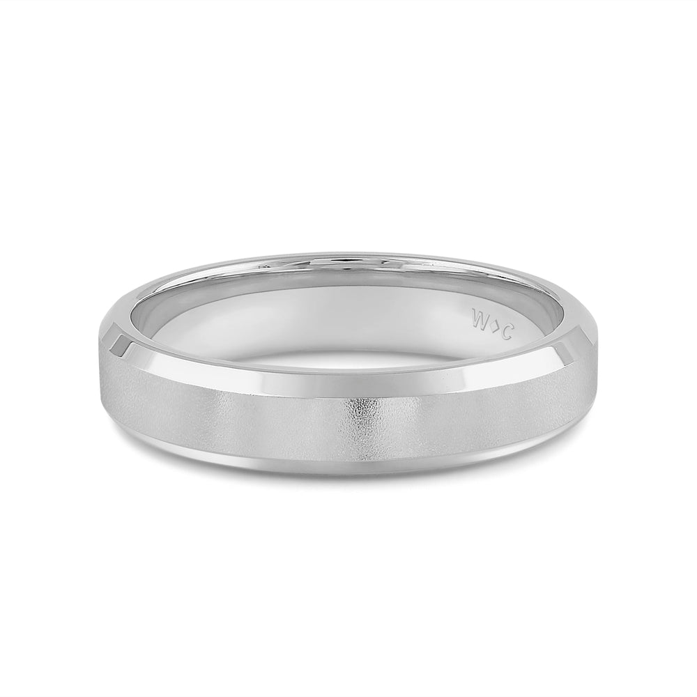 Men's Bevel Edge Comfort Fit Band with 18KT White Gold / 5 Cut Diamond in 14KT White Gold / 5 view 1
