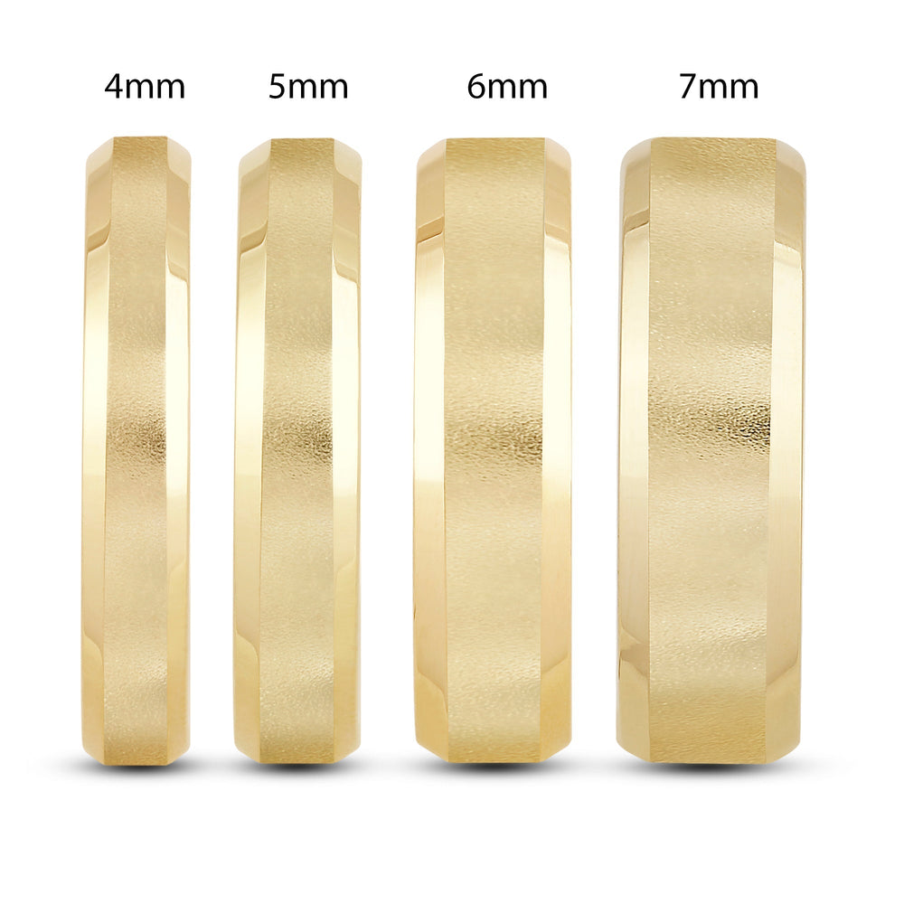 Men's Bevel Edge Comfort Fit Band with 18KT Yellow Gold / 5 Cut Diamond in 14KT Yellow Gold / 5 view 5

