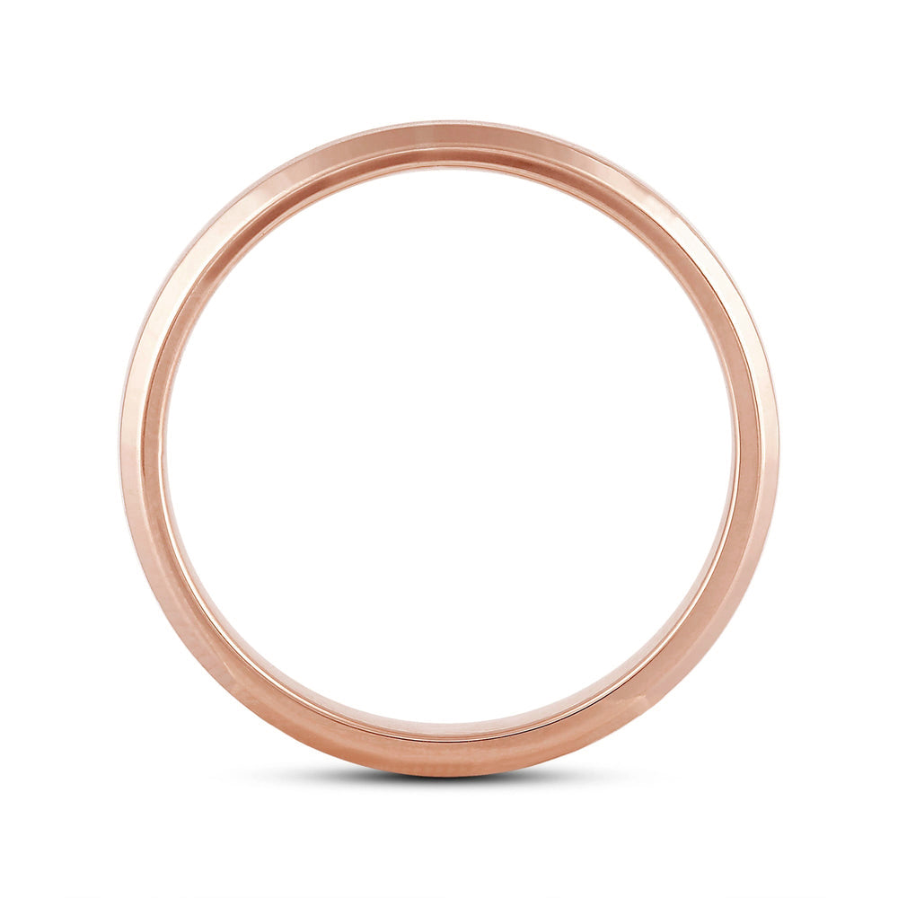 Men's Bevel Edge Comfort Fit Band with 18KT Rose Gold / 5 Cut Diamond in 14KT Rose Gold / 5 view 2
