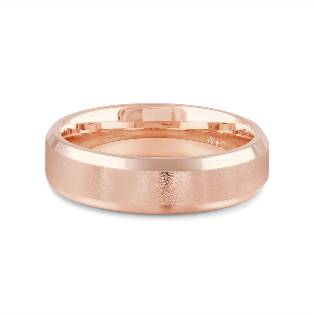 Men's Bevel Edge Comfort Fit Band with 18KT Rose Gold / 6 Cut Diamond in 14KT Rose Gold / 6 view 1
