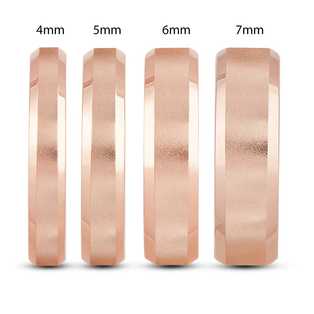 Men's Bevel Edge Comfort Fit Band with 18KT Rose Gold / 6 Cut Diamond in 14KT Rose Gold / 6 view 5
