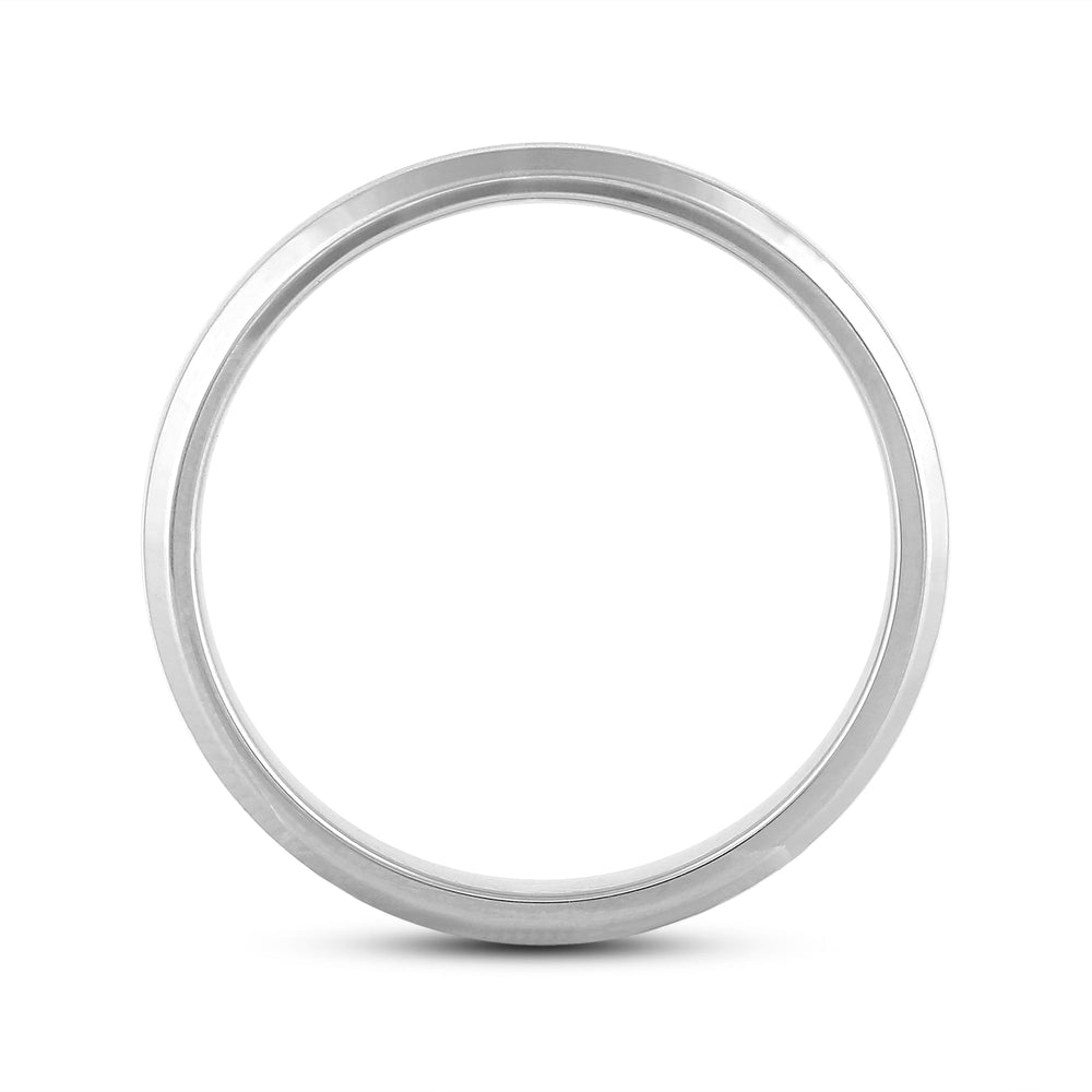 Men's Bevel Edge Comfort Fit Band with 18KT White Gold / 7 Cut Diamond in 14KT White Gold / 7 view 2

