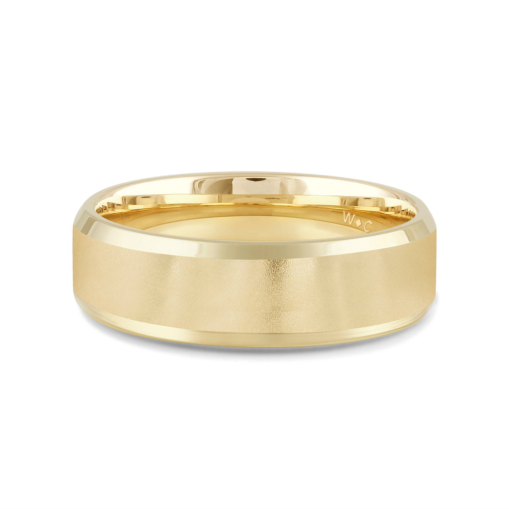Men's Bevel Edge Comfort Fit Band with 18KT Yellow Gold / 7 Cut Diamond in 14KT Yellow Gold / 7 view 1
