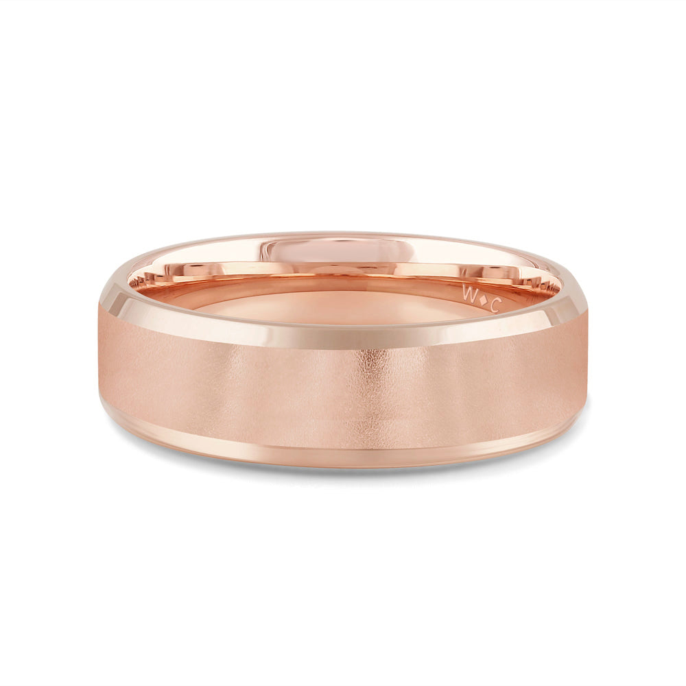 Men's Milgrain Medium Edge Comfort Fit Band with 18KT Rose Gold / 7 Cut Diamond in 14KT Rose Gold / 7 view 1
