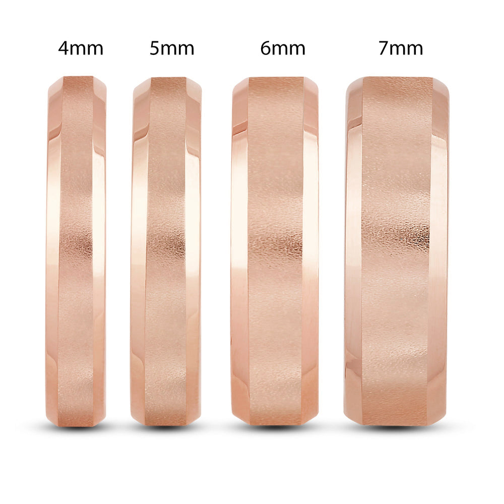Men's Milgrain Medium Edge Comfort Fit Band with 18KT Rose Gold / 7 Cut Diamond in 14KT Rose Gold / 7 view 5
