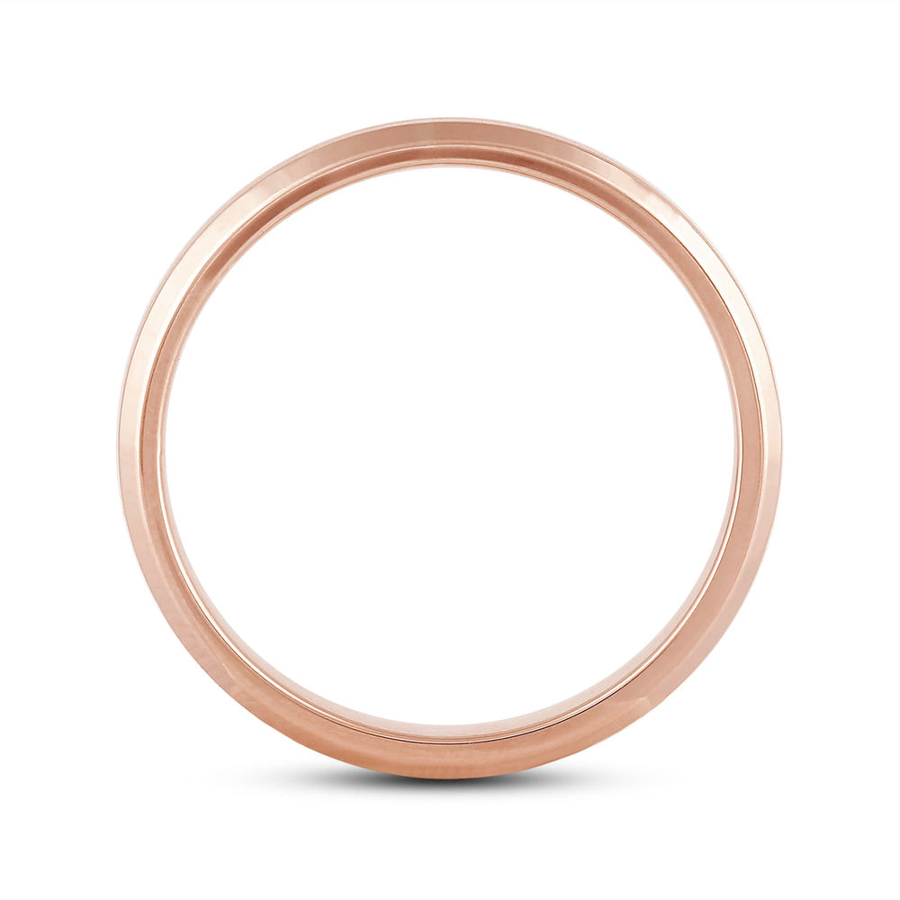 Men's Milgrain Medium Edge Comfort Fit Band with 18KT Rose Gold / 7 Cut Diamond in 14KT Rose Gold / 7 view 2
