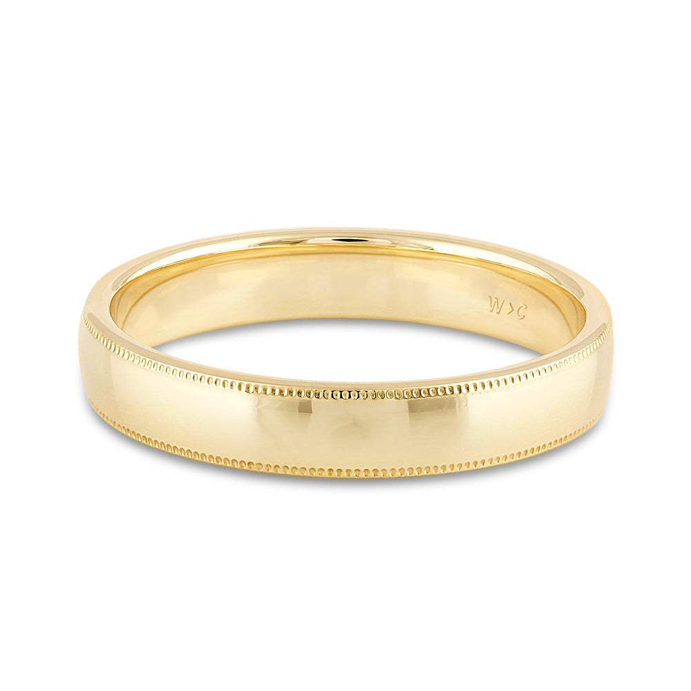 Men's Milgrain Medium Edge Comfort Fit Band with 18KT Yellow Gold / 4 Cut Diamond in 14KT Yellow Gold / 4 view 1
