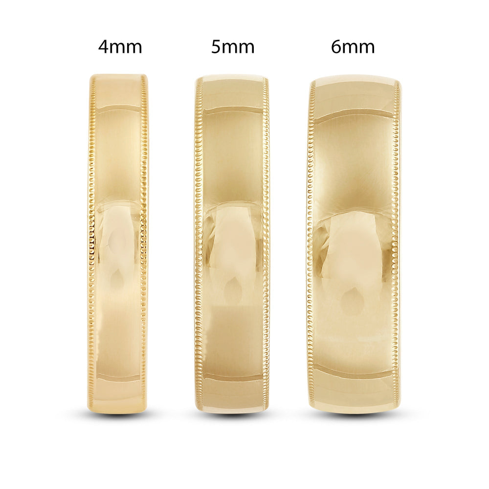 Men's Milgrain Medium Edge Comfort Fit Band with 18KT Yellow Gold / 4 Cut Diamond in 14KT Yellow Gold / 4 view 5
