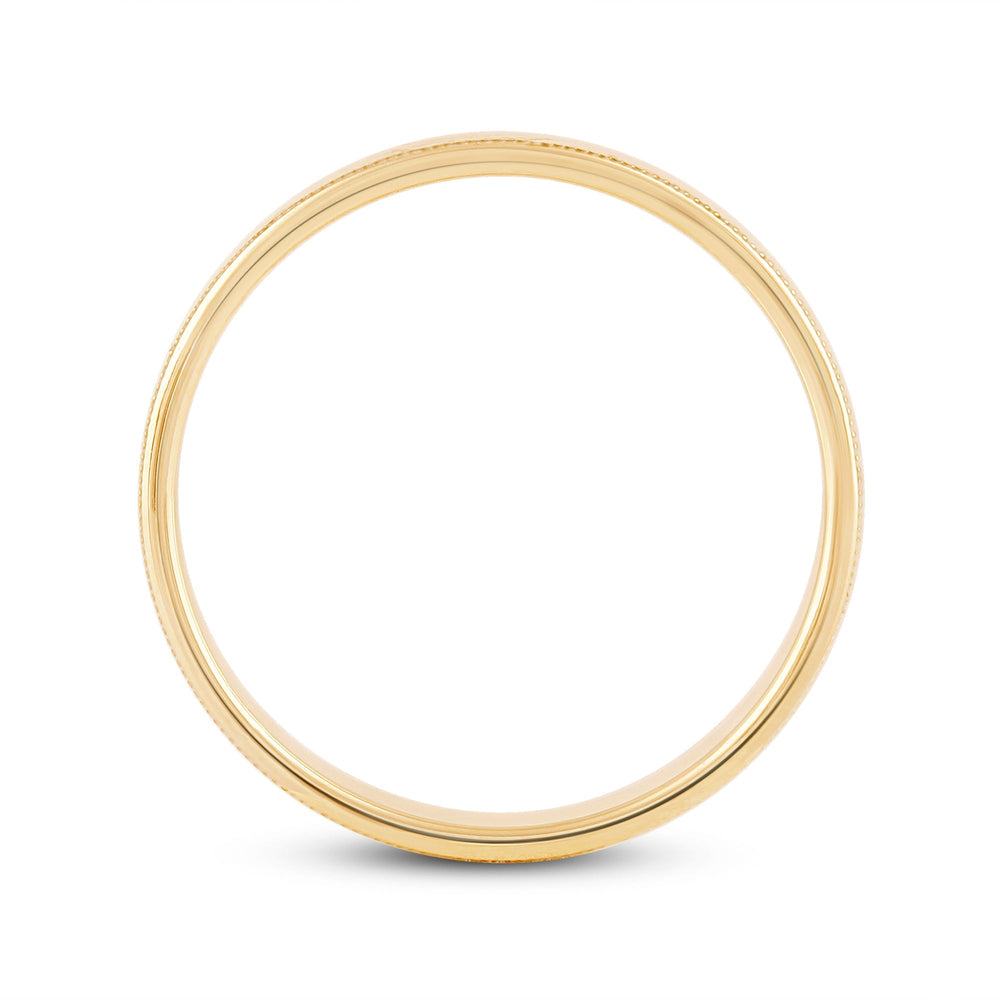 Men's Milgrain Medium Edge Comfort Fit Band with 18KT Yellow Gold / 4 Cut Diamond in 14KT Yellow Gold / 4 view 2
