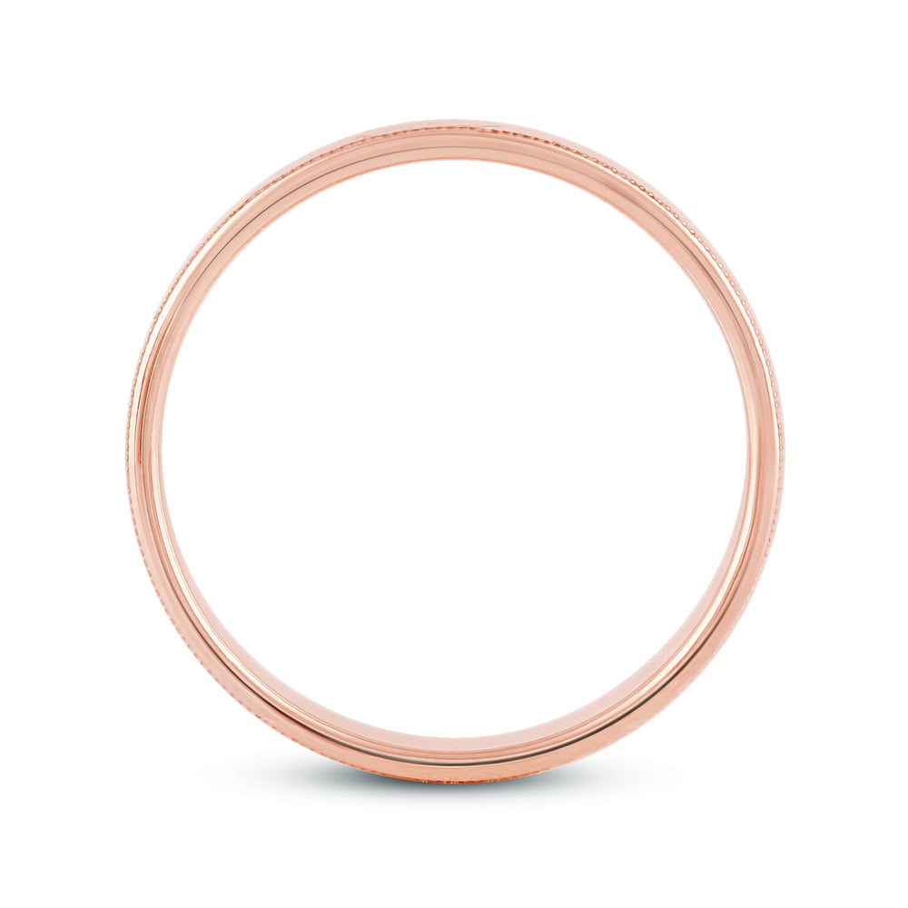 Men's Milgrain Medium Edge Comfort Fit Band with 18KT Rose Gold / 4 Cut Diamond in 14KT Rose Gold / 4 view 2

