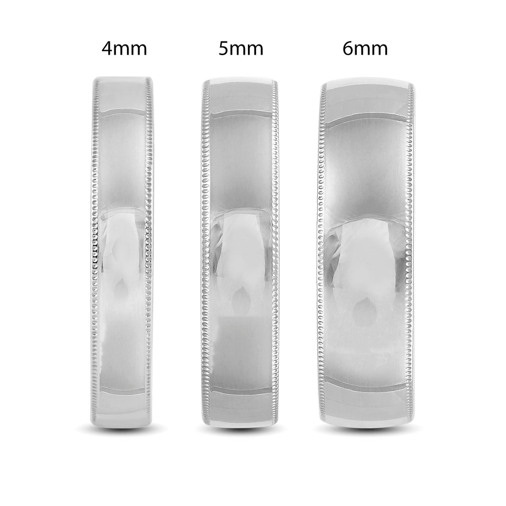 Men's Milgrain Medium Edge Comfort Fit Band with 18KT White Gold / 5 Cut Diamond in 14KT White Gold / 5 view 5
