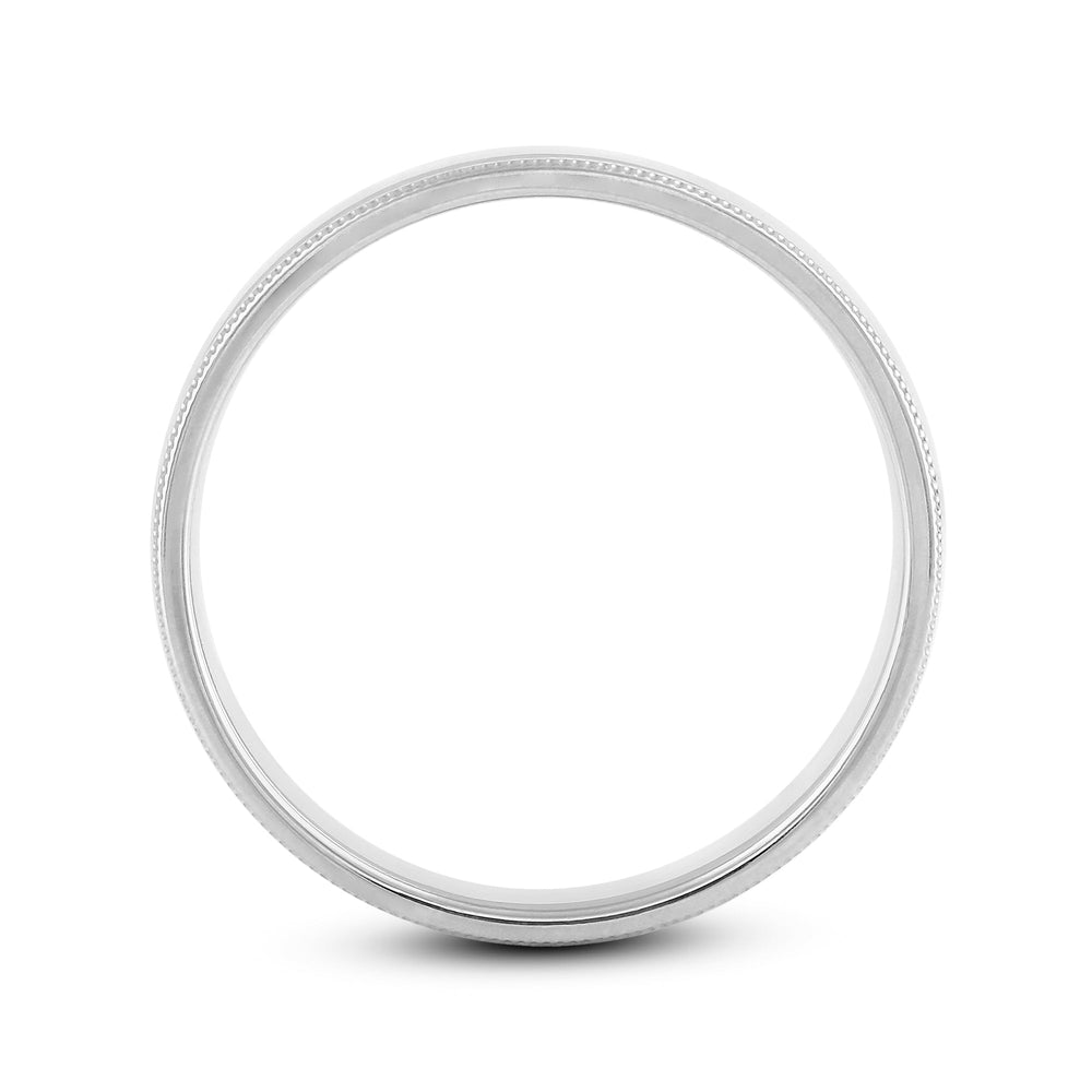 Men's Milgrain Medium Edge Comfort Fit Band with 18KT White Gold / 5 Cut Diamond in 14KT White Gold / 5 view 2
