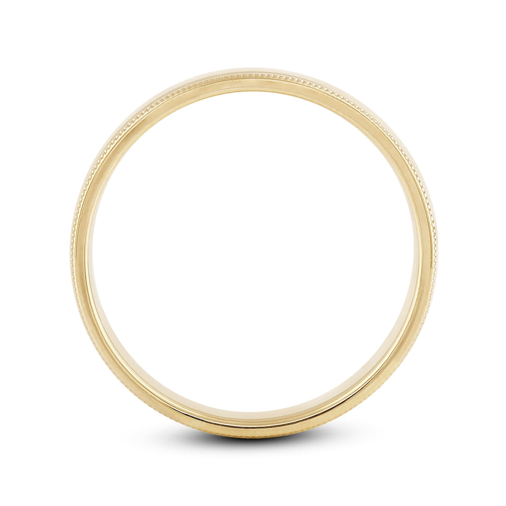 Men's Milgrain Medium Edge Comfort Fit Band with 18KT Yellow Gold / 5 Cut Diamond in 14KT Yellow Gold / 5 view 2
