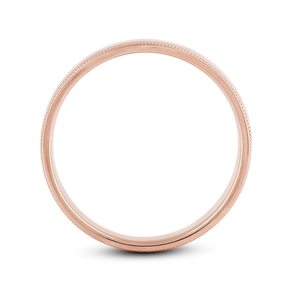 Men's Milgrain Medium Edge Comfort Fit Band with 18KT Rose Gold / 5 Cut Diamond in 14KT Rose Gold / 5 view 2
