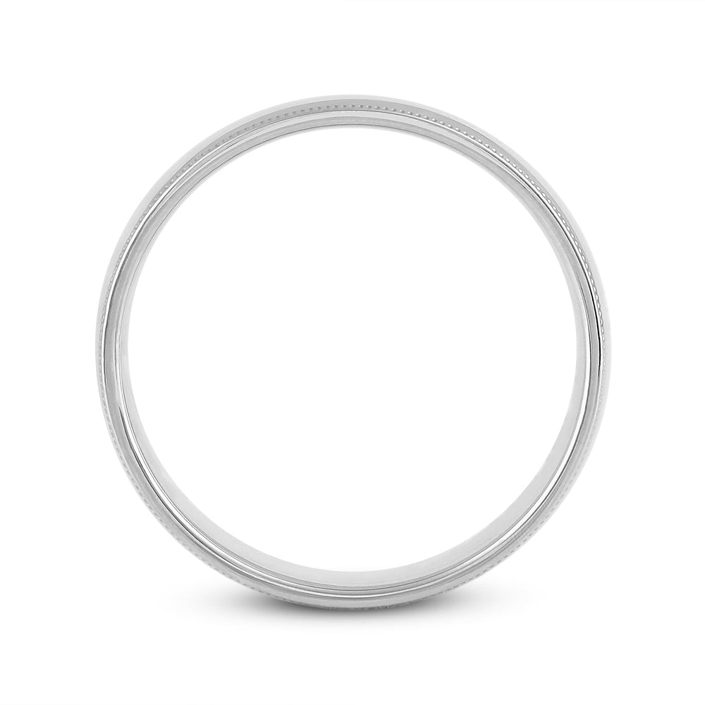 Men's Milgrain Medium Edge Comfort Fit Band with 18KT White Gold / 6 Cut Diamond in 14KT White Gold / 6 view 4
