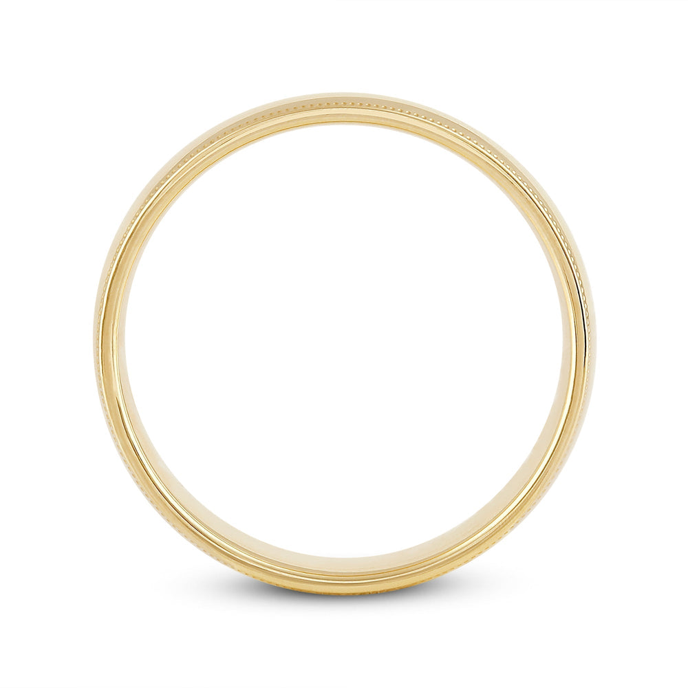 Men's Milgrain Medium Edge Comfort Fit Band with 18KT Yellow Gold / 6 Cut Diamond in 14KT Yellow Gold / 6 view 2
