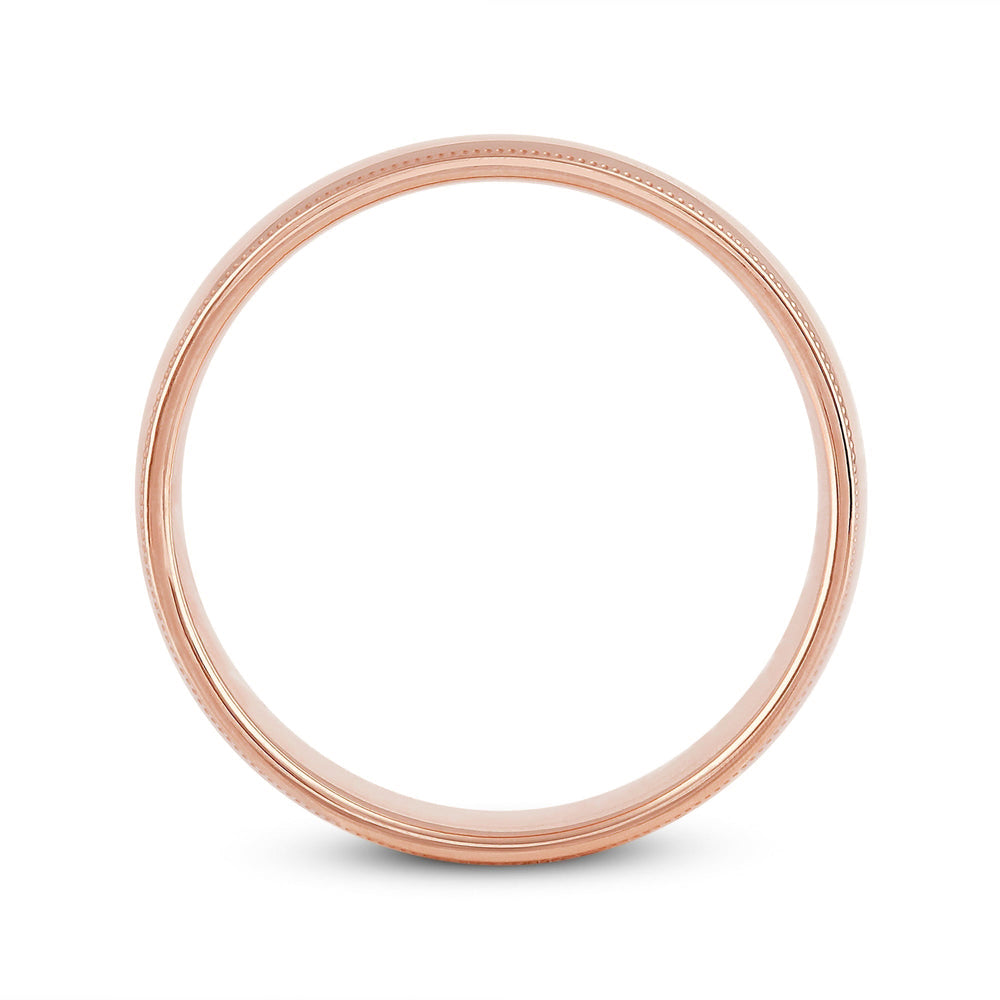 Men's Milgrain Medium Edge Comfort Fit Band with 18KT Rose Gold / 6 Cut Diamond in 14KT Rose Gold / 6 view 2
