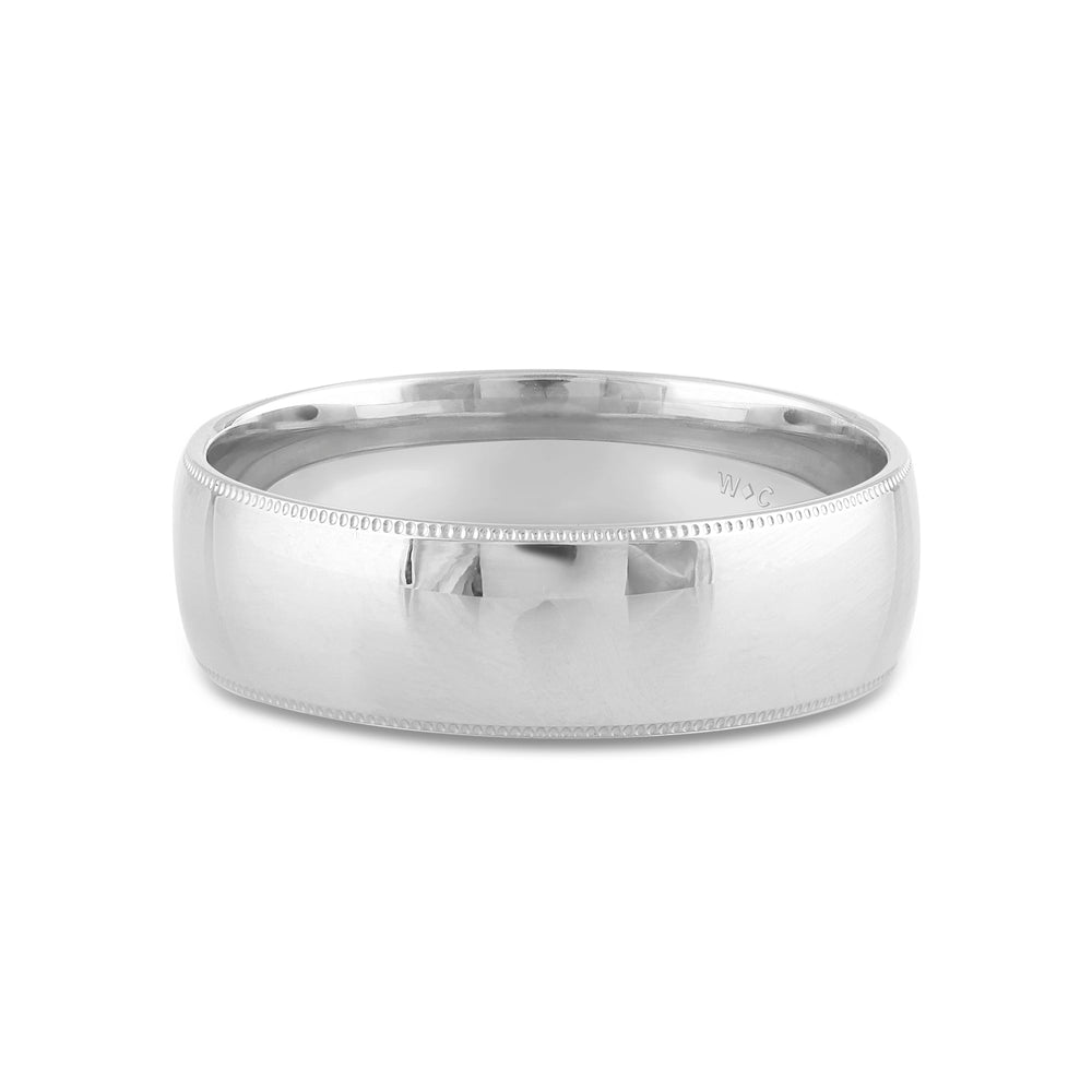 Men's Milgrain Medium Edge Comfort Fit Band with 18KT White Gold / 7 Cut Diamond in 14KT White Gold / 7 view 1
