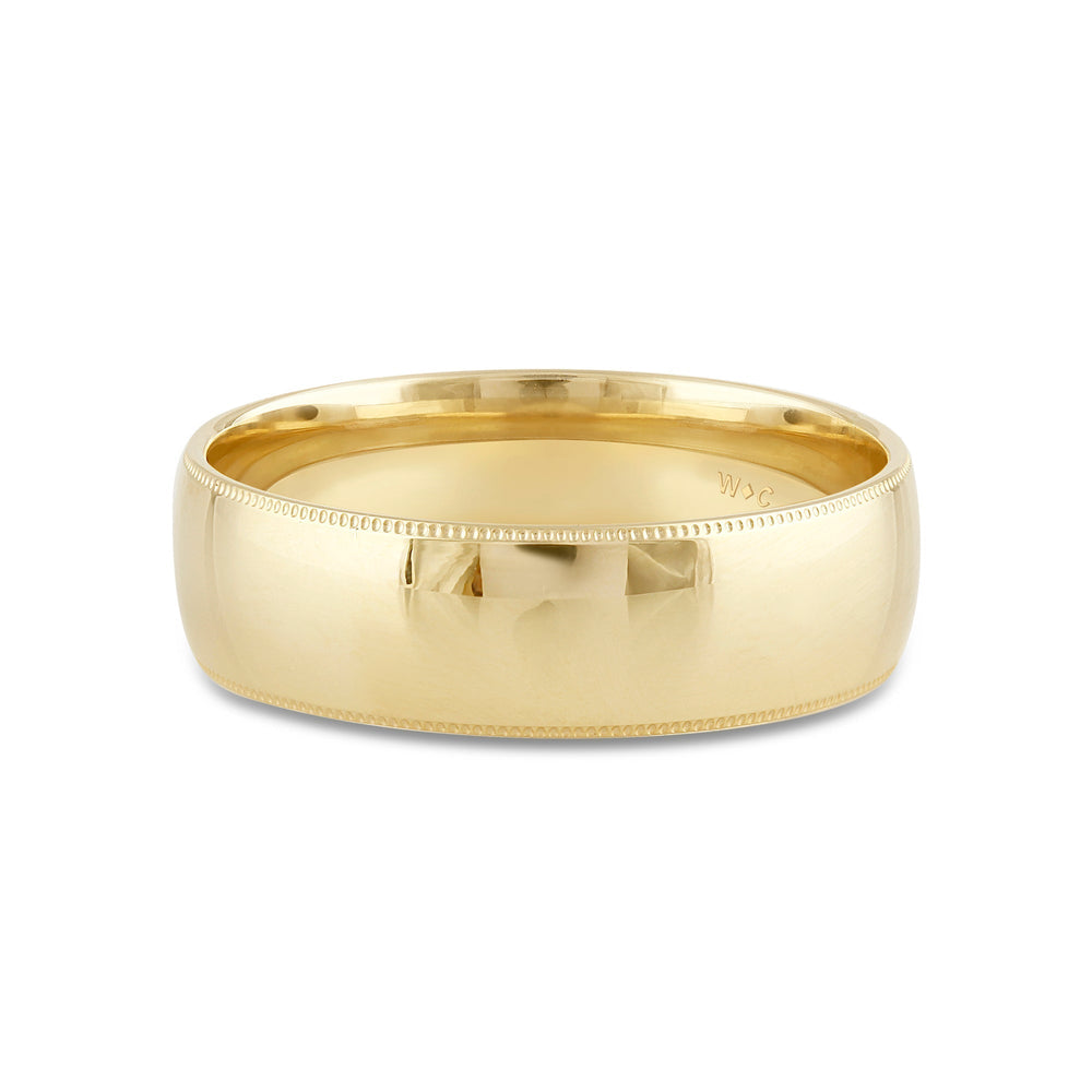Men's Milgrain Medium Edge Comfort Fit Band with 18KT Yellow Gold / 7 Cut Diamond in 14KT Yellow Gold / 7 view 1

